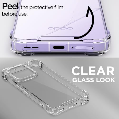 Image of Amazon Basics Back Cover for Oppo Reno 14 5G PC + TPU Clear Transparent Raised Edges Shockproof Protective Phone Bumper Case(Transparent)