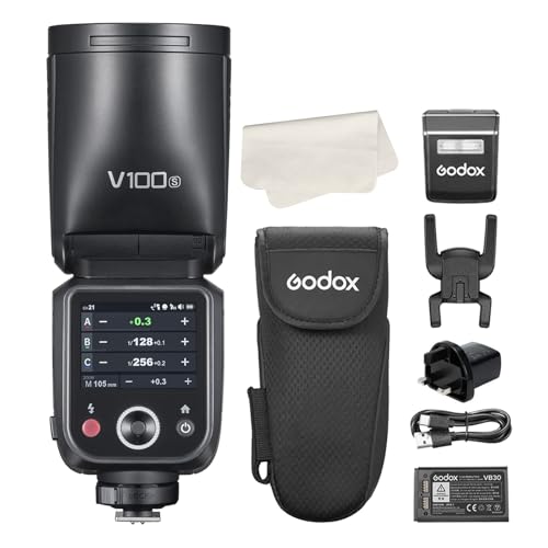 Godox V100-S 100Ws Touchscreen Camera Flash Speedlite for Sony, Detachable Sub Flash, USB-C Charge Battery, 2.4G X Wireless HSS TTL Flash for Sony a7IV a7III a7RV a7RIV a7c a9III a6500 a6400