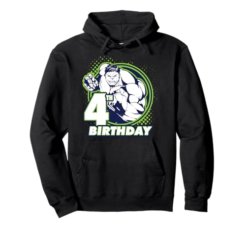 Hulk 4th Birthday Badge Pullover Hoodie : Sweat Confortable pour Enfant Fan de Avengers
