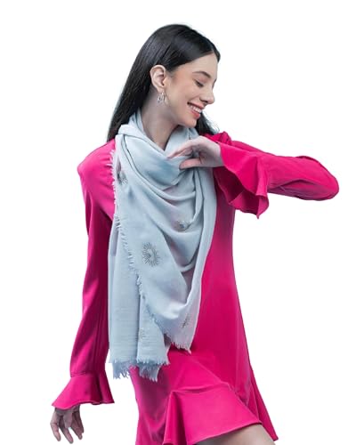Étole cachemire et cristaux Swarovski écharpe chaude femme gris