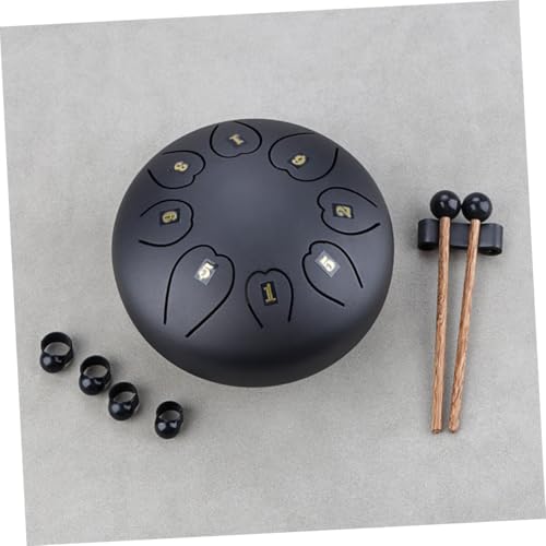 Instrumento de percusión mano tipo hand pan negro grande portátil miniatura 5
