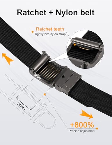 JUKMO Men's Reversible Ratchet Belt - 2 Styles in 1, No-Hole Adjustable Web Belt for Golf, Business & Everyday Wear2
