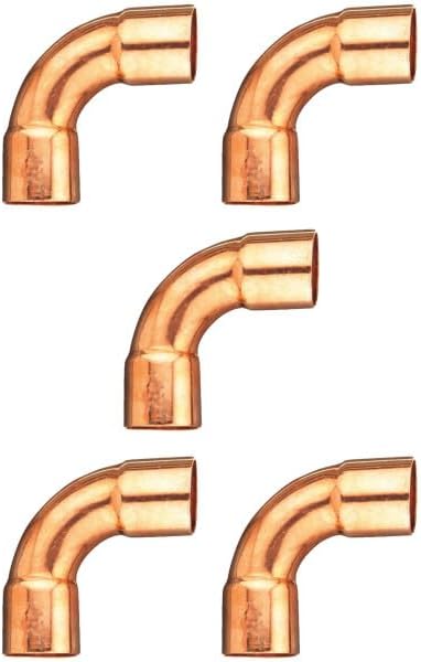 Appli Parts AP-C138LB5 1-3/8 90 Degree Elbow Long Turn Copper Pipe Fittings CxC Sweat Connections for Refrigeration, air Conditioning and Plumbing Applications ACR and Type L Copper Pipe (5 x Bag)