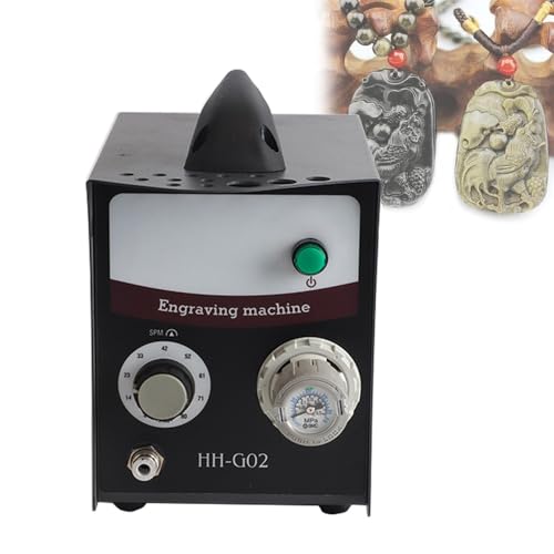 WHYYDSS Máquina de Grabado de Impacto neumática de 50/60 Hz, Herramientas de engarce de Piedras para Grabado Manual de 400-8000 PRM, para Hacer Joyas, Grabado y Tallado de Metales,Single-Head-110V
