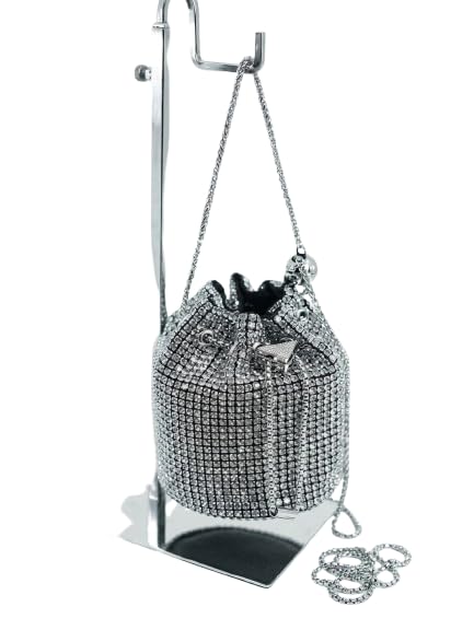 Women’s Dual Handle Bag (Golden/Silver) | Stylish Ethnic Drawstring Clutch with Metal Handles & Chain Strap | Designer Party, Wedding & Festive Handbag for Girls & Women-image-13