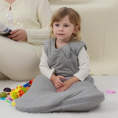 Image of Mosebears Unisex Rayon Made from Bamboo Wearable Blanket with 2-Way Zipper,2.5 Tog Baby Winter Sleep Sack (Grey,6-18 Months)