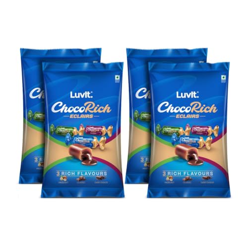 LuvIt. Chocorich Assorted Eclairs Hazelnut, Dark Choco & Classic Flavours Toffee Bars (4 x 480 g)