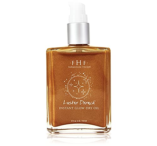 FarmHouse Fresh Lustre Drench Instant Glow Dry Oil, Vitamin K Body Oil, Lightweight Golden Shimmer, Fast-Absorbing, 4 Fl Oz — gift idea for moms · $34.20
