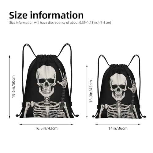 Skeleton Skull Drawstring Backpack Gym Backpack Sackpack Rock Roll Hippie Swim Yoga Bag Sports Drawstring Bags For Men Women Medium 16.5"x19.6"3