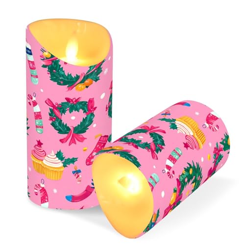 Blueangle Pacote com 2 guirlandas de Natal velas sem chama com controle remoto e temporizador, velas LED cintilantes (7,6 cm x 9,9 cm) para decoração de casa, casamento, acampamento (416)