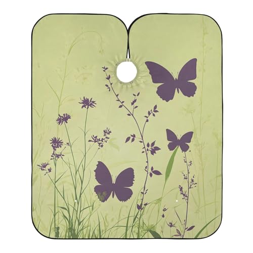 Hezely Butterfly and Wildflower Hair Dye Cape, Barber Cape for Adults,Waterproof Salon Cape,Waterproof Hairdressing Styling Hair Cutting, 65