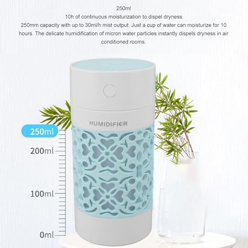 Humidificador pequeño USB para auto de 250 ml con luz LED miniatura 6