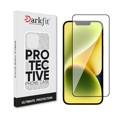 Image of DARKFIT Tempered Glass Premium Screen Protector Compatible for iPhone 13 Mini | Edge to Edge Coverage with Easy Installation Kit | Scratch Resistance | HD Clear Glass (Black Border) | Pack of 1