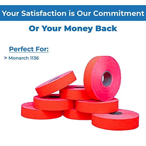 1136 Monarch Red Labels, One Sleeve, 8 Rolls, 14,000 Two Line Labels #TOP5
