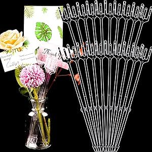Floral Card Holder Picks 20pcs 12inch Pick Plastic Floral Pick Holder for Card Photos Wedding Birthday Party Decoration (Fork Shape Head)