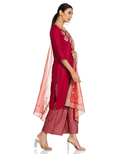 Image of Aurelia Womens Rayon Kurta With Palazzo & Dupatta