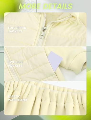 Gogokids Boys Girls 2-Piece Fleece Outfits, Warm Quilted Winter Jacket & Pants Set, Kids Thermal Tracksuit Snow Suit Layer for School Skiing, White, 7-8 Years - image 4
