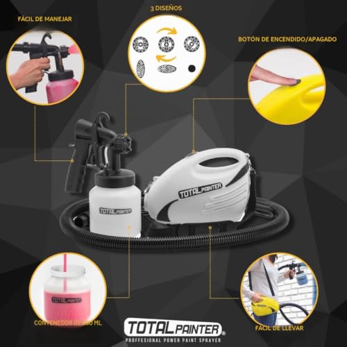 Pistola de pintura de 800 ml Total Painter con 3 boquillas intercambiables 4