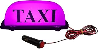 12V Taxi Light, Pink LED Taxi Cab Roof Top Illuminated Sign with 3 Meters Power Cable,12V Magnetic Waterproof Taxi Sign Light,Pink LED Light with White Shell Taxi Light