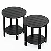Yefu outdoor side table 2 tier hips adirondack patio end tables weather resistant small coffee table black 2pcs  urban country home decor