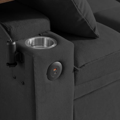 Image of KCGKCG 65 inch Pull-Out Sleeper Sofa Bed, Adjustable Backrest, Black