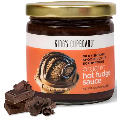 hersheys dessert fondue - King's Cupboard Organic Hot Fudge Sauce - The Perfect Hot Chocolate Sauce for Topping Ice Cream & Desserts, Coffee Drizzle, Baking, Fondue, Gluten-Free, Kosher, All Natural, 7.2 oz - Pack of 1