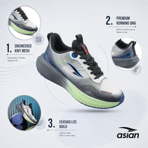 Image of ASIAN Hypercushion Carbon-10 Men's Running Shoes | Carbon Plate Technology, Breathable Knit Upper, Memory Foam Cushioning for Running, Training
