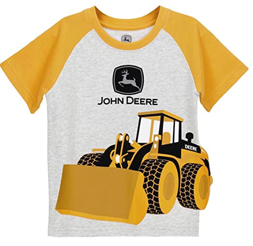John Deere Gray Construction Loader Gold Sleeves and Trim T-Shirt Sizes 2T 3T 4T