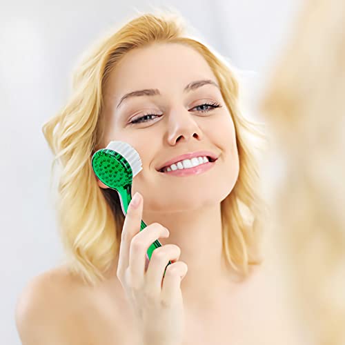 Facial Cleansing Brush 3 Pack, Ooloveminso Manual Face Brush Soft Bristle Face Scrubber Exfoliating Cleansing Brush For Face Care Makeup Skincare Removal (Pink+Blue+Green) #TOP5