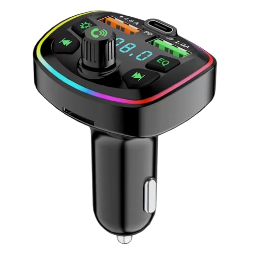 【Vivavoce e navigazione vocale】 - Il trasmettitore FM Bluetooth per auto offre una connessione stabile, mentre la tecnologia di cancellazione del rumore CVC consente un'incredibile esperienza di vivavoce. Goditi anche la navigazione vocale cristallina tramite l'app per smartphone per una maggiore sicurezza durante la guida.
