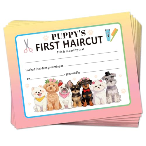 Certificat de première coupe pour chien en papier cartonné - Lot de 30 diplômes vierges 25 x 20 cm