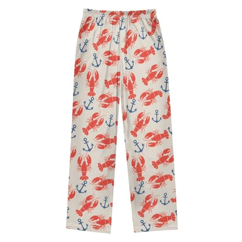ALAZA Red Lobster Anchor Pajama Pants Long Sleep Pant Pajama Bottoms Elastic Waist with Pockets2