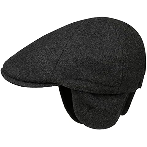 Lipodo Wool Flat Cap with Ear Flaps Cover