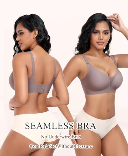 Image of Wireless Bras for Women Lace V Neck No Underwire Push Up Bra Seamless Braslettes Full Coverage Plus Size Everyday Bras S-3XL