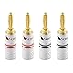Nakamichi 24K vergoldeter Bananenstecker 12 AWG - 18 AWG Gauge Größe 4mm für Lautsprecher Verstärker Hi-Fi AV Receiver Stereo Heimkino Audiokabel Stecker schraubbar 4 Stück (2-Paare)