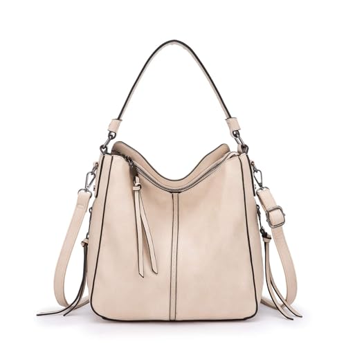 Image of Realer Hobo Crossbody Bags for Women Designer Faux Leather Hobo Handbags Retro Large Size Shoulder Bag Bucket Purse