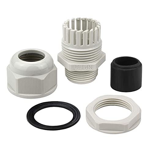 Image of XHF 2 Pcs 3 /4 inch IP68 Strain Relief Nylon Cord Grip Waterproof NPT Cable Glands Adjustable UL Listed and RoHS Compliant (Grey)