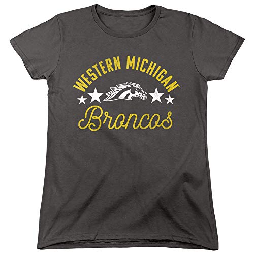 Western Michigan University Official Broncos Women's T Shirt, Charcoal Yellow, 2X-Large