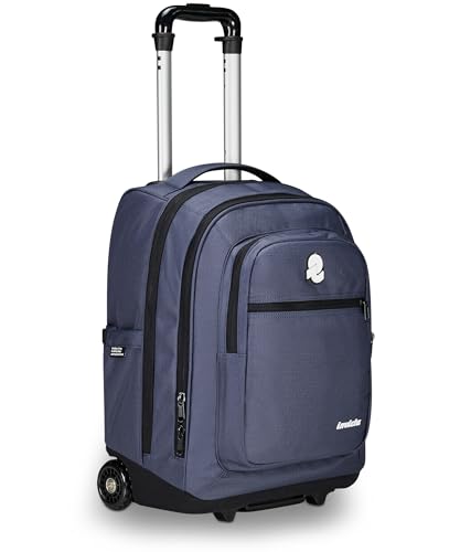 Invicta Trolley Scuola Bump Plain, Blu, 2 In 1, Zaino Doppio Scomparto Con Carrello Fisso, Tasca Pc, Tasca Borraccia, Tasca Con Organizer E Crossover 