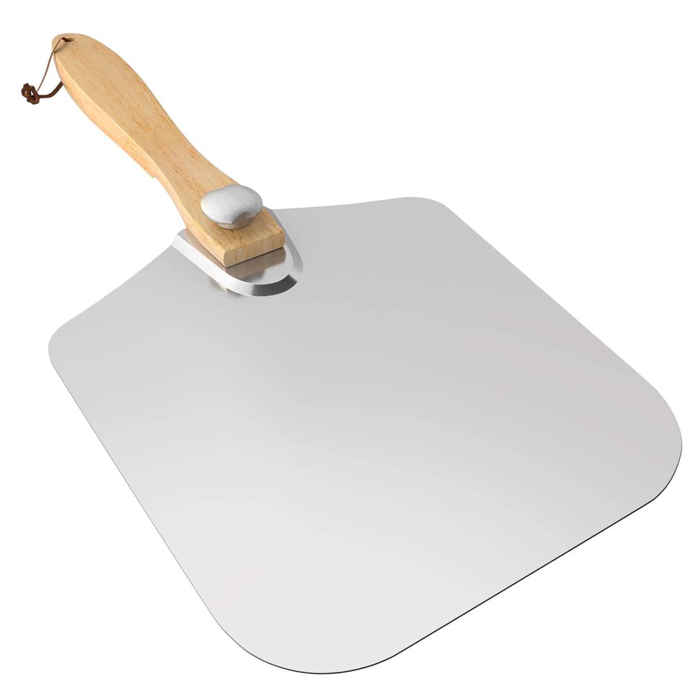 Photo 1 of AINEKUI Aluminum Metal Pizza Peel, with Wooden Foldable Handle, Easy to Store Large Pizza Shovel, Suitable for Homemade Pizza and Toast Baking Helper