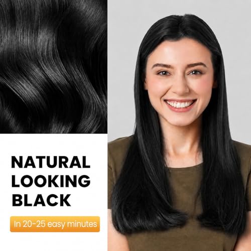 Image of KAISASA Black Hair Dye Shampoo 3 in 1, Hair Color Shampoo for Women and Men, Hair Dye to Cover Gray Hair, Dye Shampoos for Grey Hair Coverage 500ml (Black)