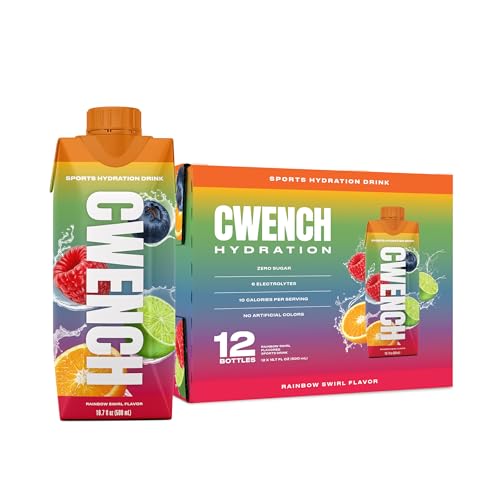 CWENCH HYDRATION Ready to Drink Sports Beverage Rainbow Swirl Flavor Zero Sugar Electrolyte Drink with B Vitamins 16.9 fl oz Bottles Pack of 12
