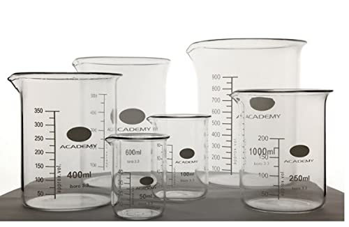 Simax 2 Litre Glass Laboratory Beaker 2000ml | 13 Different Low Form Lab Beaker Sizes | Available from 5ml to 5000ml | All Borosilicate 3.3 Glass