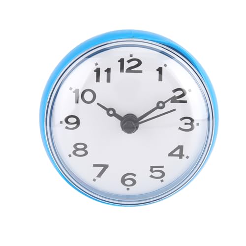 Jwthee Waterproof Bathroom Clock, Shower Clock with Suction Cup Wall Clock Silent Battery Operated Clock Small Digital Clock (Blue)