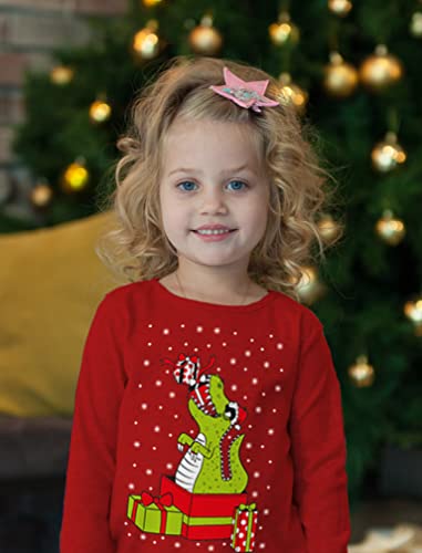 Tstars T Rex Dinosaur Ugly Xmas Sweater Toddler Kids Long Sleeve T-Shirt2