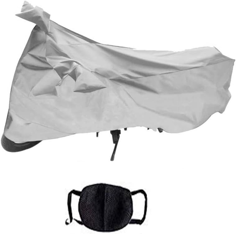 Riderscart 100% Waterproof, Dustproof & UV Protection Bike Cover Combo with Pollution Mask and Storage Bag Body Covers for Suzuki Burgman - Silver