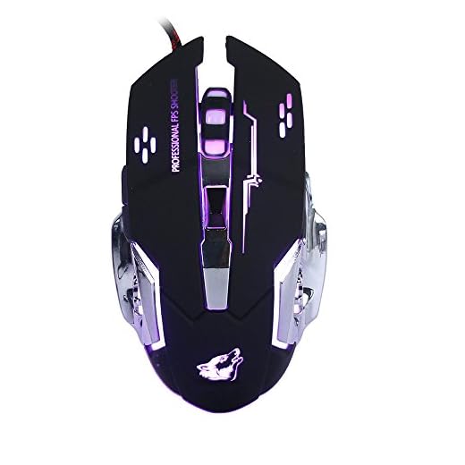 Lancoon Juego De Ratón con Cable, Ratones ópticos para Juego con 6 Botones, 4 Respiradores Retroiluminados, Agarres Ergonómicos y Niveles de Ajuste de 4 dpi para PC, Portátil y Mac - GM05 Negro