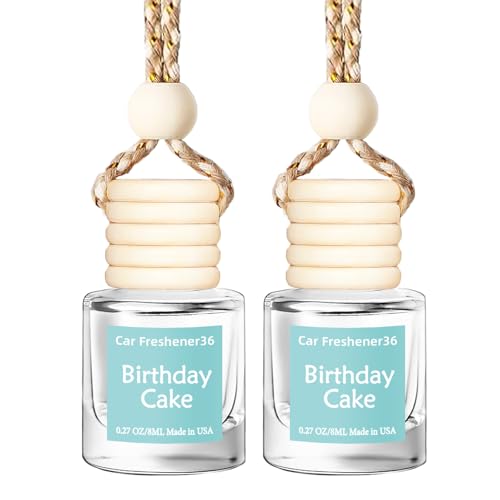 Image of Hanging Car Air Freshener, Long Lasting Essential Oil Diffuser, Non-Toxic New Car Scent, Cute Car Fresheners for Women, 2 Pack Made in USA