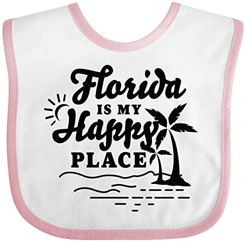 inktastic Florida Is My Happy Place with Palm Trees Baby Bib