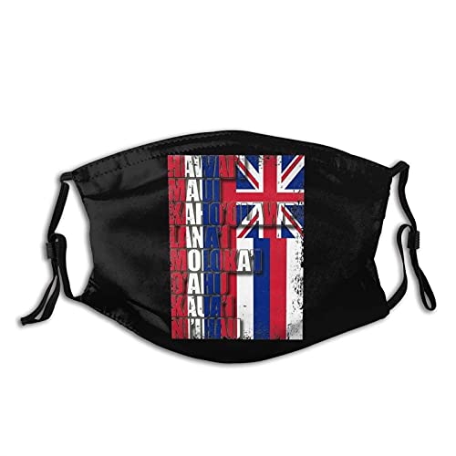 Hawaii Flag2 Face Mask with 2 Filters Adjustable Washable Adults Fashion Scarves Balaclavas Protection Warm Mask